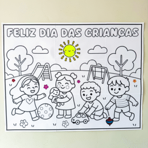PAINEL BRINCANDO NO PARQUE / PARA COLORIR - Dia das crianças ð¡